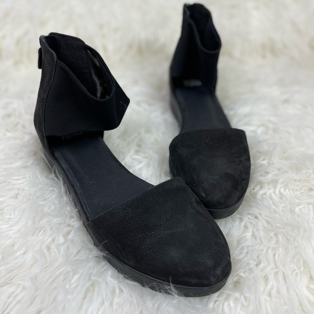Eileen Fisher Closed Toe Wedge Mesh Ankle Strap Sandal